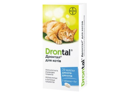 Антигельминтное средство для кошек Bayer Дронтал, 24 таблетки