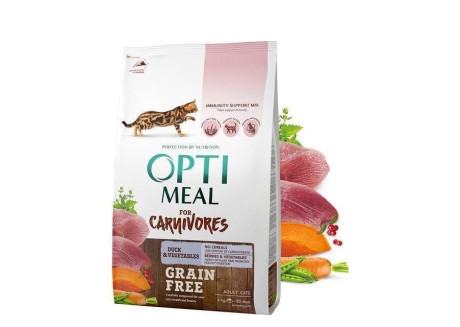 Беззерновой сухой корм для кошек Optimeal - утка и овощи