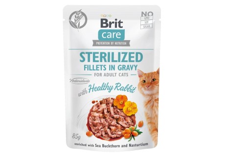 Влажный корм для стерилизованных кошек Brit Care Cat pouch 85 г, филе в соусе кролик (100526/0488)