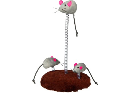 Игрушка для кошек мышиная семейка на пружине Trixie (4070)