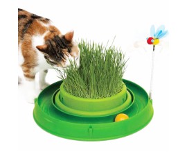 Игрушка для кота Catit 3in1 круглый лабиринт с шариком и травяной грядкой (43002)