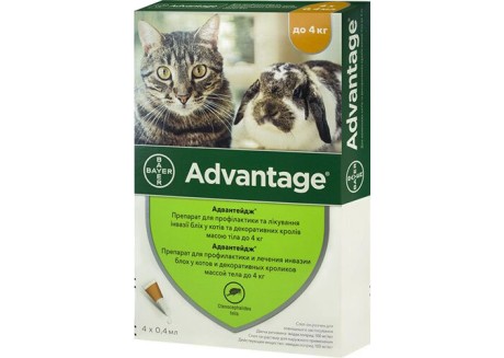 Капли от блох и клещей Bayer Advantage №40 для котов до 4 кг, 1 пипетка