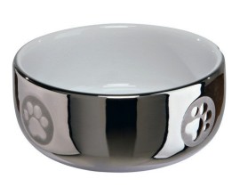 Миска керамическая для кошек Trixie, серебро/белая 0,3 л (24799)
