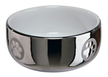 Миска керамическая для кошек Trixie, серебро/белая 0,3 л (24799)