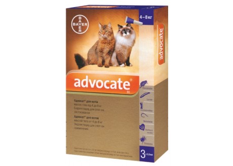Средство от блох, клещей и глистов для кошек 4-8 кг Bayer Advocate, 1 пипетка