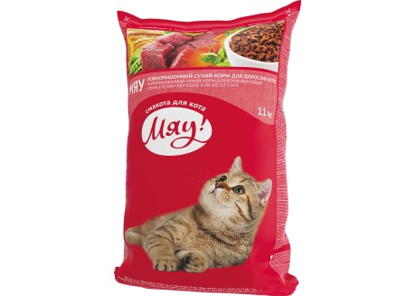 Сухой корм для кошек МЯУ Индейка и садовая трава 11 кг