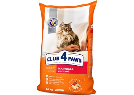 Сухой корм для кошек с эффектом выведения шерсти Клуб 4 лапы Premium 14 кг