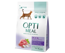 Сухой корм для кошек с эффектом выведения шерсти Optimeal со вкусом утки