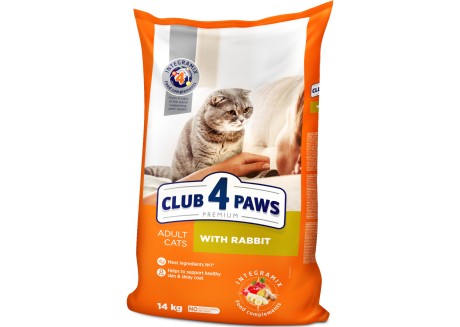 Сухой корм для взрослых кошек Клуб 4 лапы Premium с кроликом 14 кг