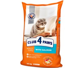 Сухой корм для взрослых кошек Клуб 4 лапы Premium с лососем 14 кг