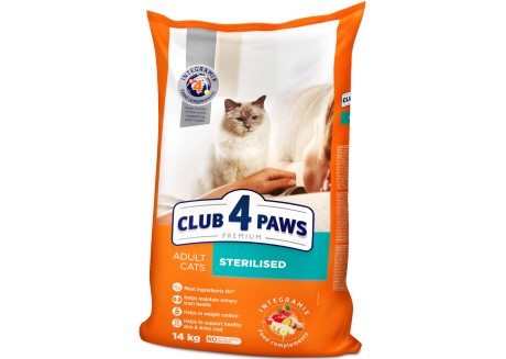 Сухой корм для взрослых стерилизованных кошек Клуб 4 Лапы Premium, 14 кг