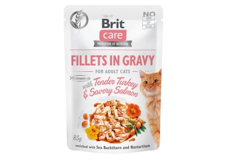 Влажный корм для кошек Brit Care Cat pouch 85 г (филе индейки и лосося в соусе) (100528/0501)
