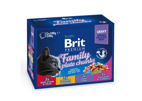 Влажный корм для кошек Brit Premium Cat Family Plate pouches 1200 г (ассорти из 4 вкусов «Семейная тарелка») (100278 /506255)