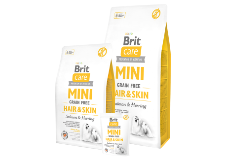 Сухой корм для собак малых пород для шерсти Brit Care GF Mini Hair and Skin