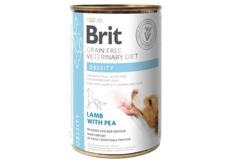 Влажный корм для собак Brit VetDiets Dog Obesity, при ожирении и избыточном весе, 400 г (ягненок и горошек)