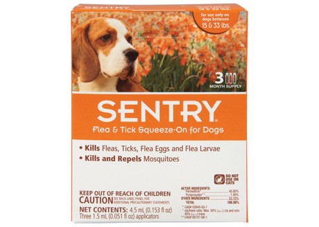 Капли от блох, клещей и комаров для собак Sentry весом от 7 до 15 кг, 1 пипетка (23630)