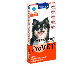 Капли от паразитов Мега Стоп для собак до 4 кг ProVET, 4 пипетки (PR020075)
