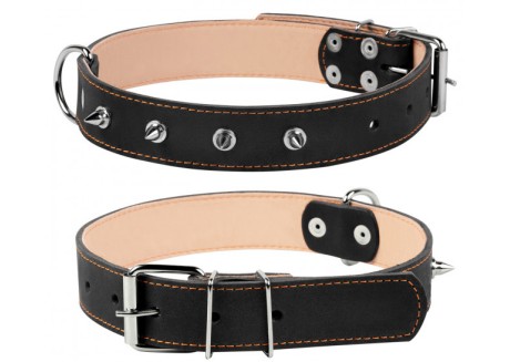 Ошейник для собак Collar двойной с шипами 25 мм, 38-50 см, черный (02421)