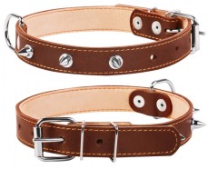 Ошейник для собак Collar двойной с шипами 25 мм, 38-50 см, коричневый (02426)