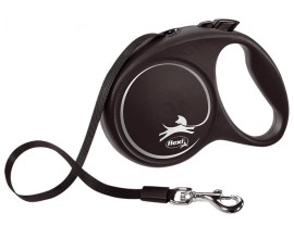 Рулетка для собак Flexi BLACK DESIGN L 5 м до 50 кг (лента) черная (FL 034101)
