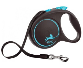 Рулетка для собак Flexi BLACK DESIGN L 5 м до 50 кг (лента) синяя (FL 034132)
