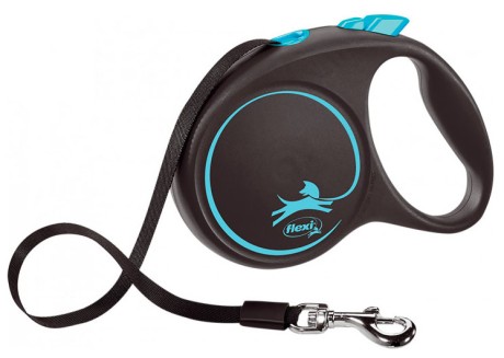 Рулетка для собак Flexi BLACK DESIGN L 5 м до 50 кг (лента) синяя (FL 034132)