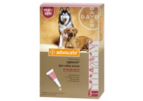 Средство от блох и клещей для собак 10-25 кг Bayer Advocate, 1 пипетка