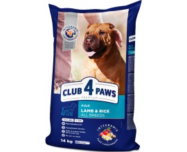 Сухой корм для собак всех пород с ягненком и рисом Клуб 4 Лапы Premium 14 кг