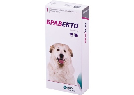 Таблетки от блох и клещей для собак Bravecto от 40 до 56 кг, 1 таблетка
