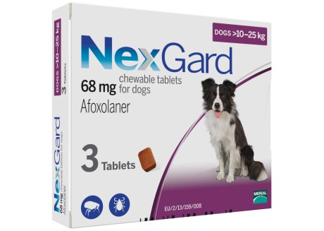 Таблетки от блох и клещей для собак NexGard от 10 до 25 кг, 1 таблетка