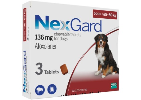 Таблетки от блох и клещей для собак NexGard от 25 до 50 кг, 1 таблетка