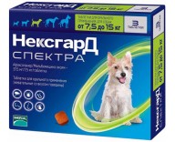 Таблетки от блох и клещей для собак NexGard Spectra от 7,5 до 15 кг, 1 таблетка