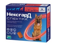 Таблетки от блох и клещей для собак от 30 до 60 кг NexGard Spectra, 3 таблетки