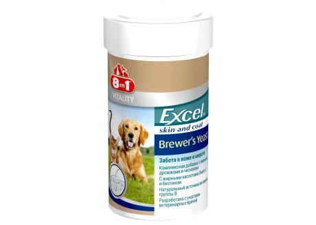 Витамины для кожи и шерсти собак и кошек 8in1 Excel BREWERS YEAST
