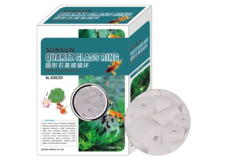 Кварцевый наполнитель для аквариумных фильтров SunSun Quartz Glass Ring, 500 гр