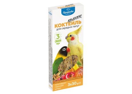 Колосок Коктейль для средних попугаев (мультифрукт, орех, цитрус), 90 г (PR240098)